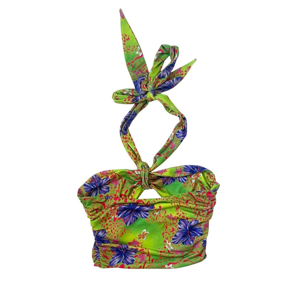 I.AM.GIA Tropical Halter Top - Green Purple Pink - Size XS - Picture 4 of 7